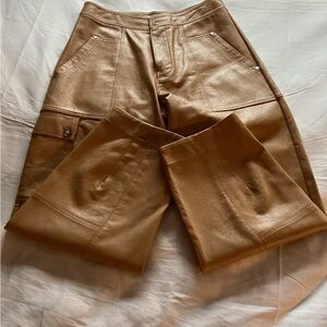 Anthropologie Camel Leather Pants
